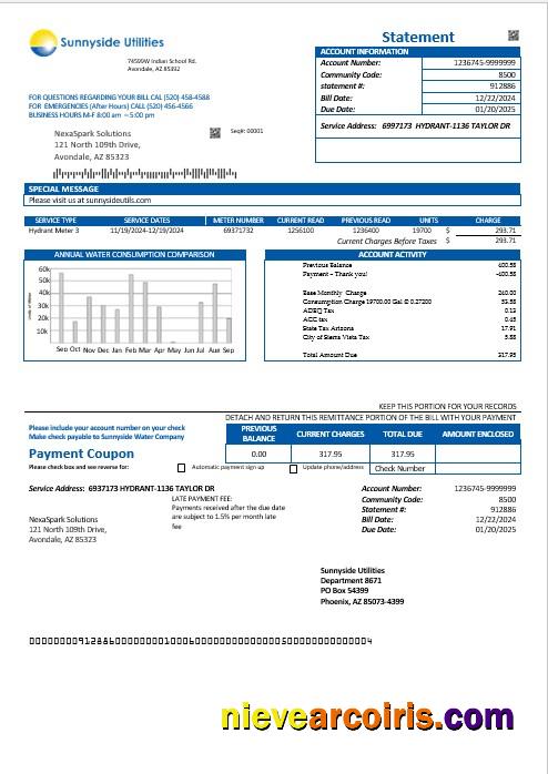 USA Washington Sunnyside Utilities water business utility bill